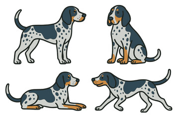 Bluetick Coonhound dogs in different poses and expressions  