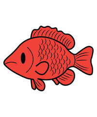 Red Goldfish Cartoon Illustration