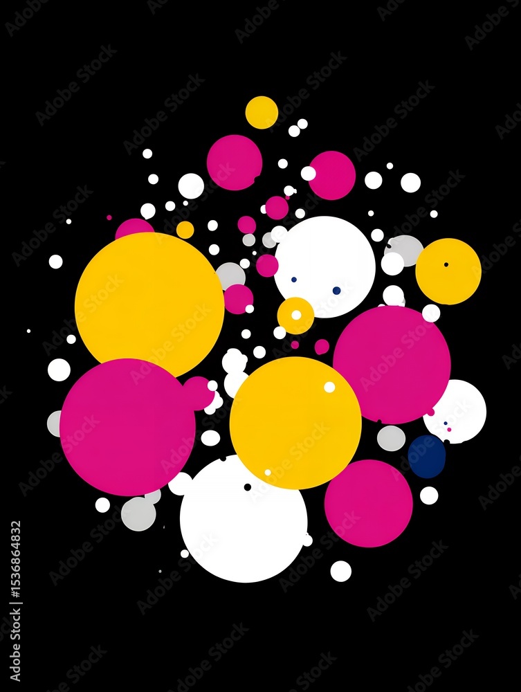 Poster abstract colorful circle pattern on black background