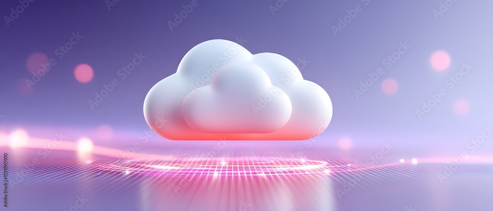 Aufkleber a futuristic digital cloud icon floats above a glowing grid, symbolizing cloud computing and data te