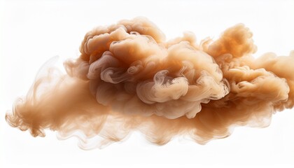 beige smoke cloud isolated on white background. AI Generate