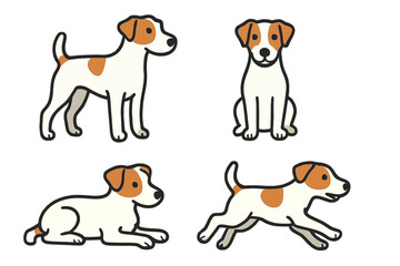 Parson Russell Terrier in different poses on transparent background