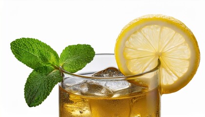 cocktail with lemon isolated on white background. AI Generate