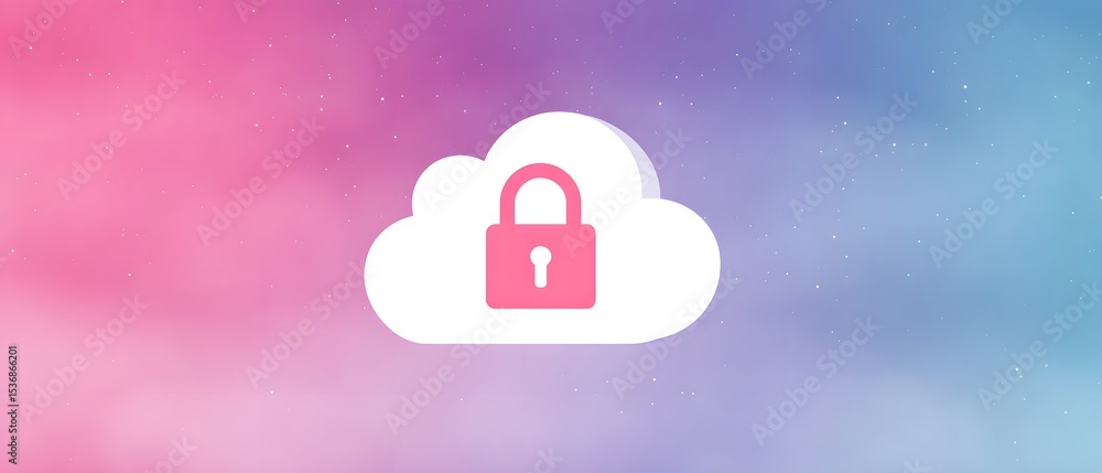 Poster a digital cloud icon with a padlock symbolizes secure cloud storage and data protection against unau