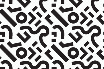Black and White Abstract Memphis Geometric Pattern Background Vector