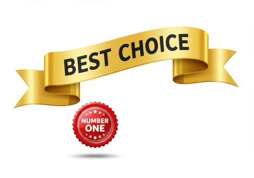 Best choice golden ribbon isolated on white background with number one