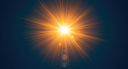 Obraz premium Intense burst of golden light radiating outwards against a deep blue background