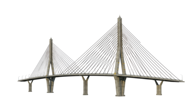 Isolated Suspension Bridge with Cables and Pillars