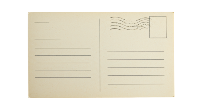 Isolated Vintage Postcard with Blank Space for Message