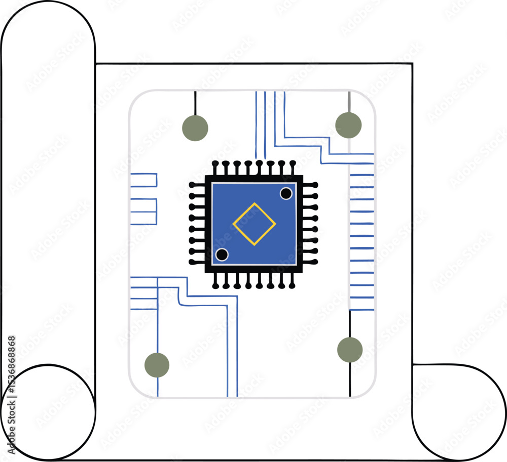 Poster vector illustration of a circuit board with transparent background for design