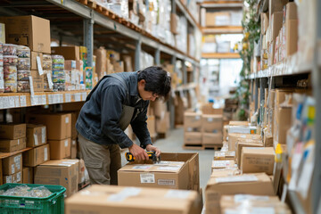 通販のバックヤードで働く店員。Generative AI