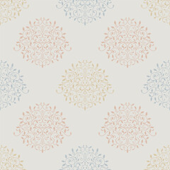 Retro design of multicolored ornament. Seamless pattern.