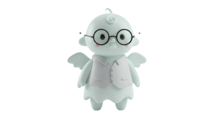 Isolated Cute Angelic Baby with Glasses