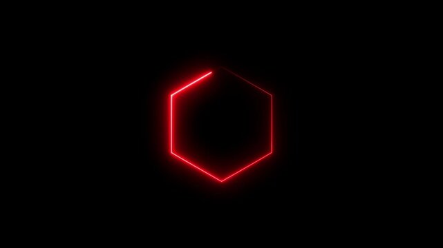 Glowing Hexagon Shape on Black Background 
