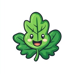 Cute cartoon leaf with happy expression (2)