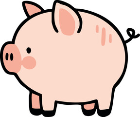 Farm Animals Pig Vector Illustration Featuring Cute Cartoon Style Pig in Rural Setting – Ideal for Educational Materials, Kids’ Projects, Farm Branding, and Agricultural Design Themes.