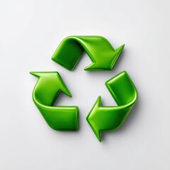 Obraz premium Green recycle symbol on white background