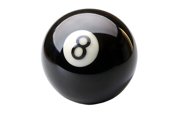 Shiny Black Eight Ball Billiards Pool Ball Number Eight White Number Eight Ball Isolated on a Transparent Background