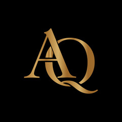 Elegant gold aq initials logo design on black