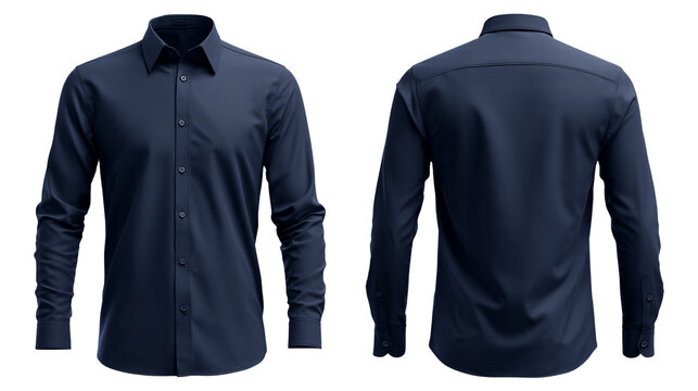 Classic mens navy blue long sleeve dress shirt