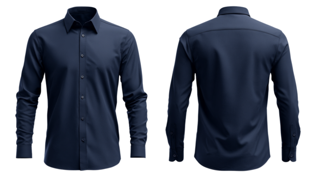 Classic mens navy blue long sleeve dress shirt