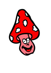 Obraz premium champignon face cartoon dessin