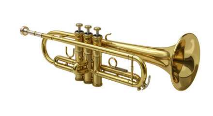 Isolated Gleaming Brass Trumpet Musical Instrument