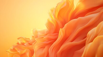Abstract Orange Fabric Waves Flowing in Light