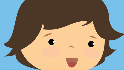 Illustration of a Kid Boy Smiling and Looking at the Camera