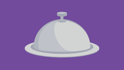 Restaurant cloche with lid isolated on purple background. Vector illustration
