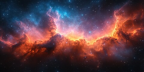 Fototapeta premium Colorful nebula in deep space showcasing vibrant clouds and stars in a breathtaking cosmic expanse