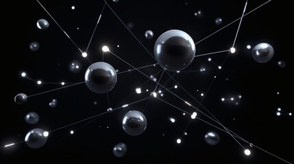 Abstract Background with Floating Spheres and Connective Lines