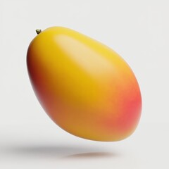 Fresh ripe mango fruit isolated on white background, realistic 3D render illustration, tropical food concept.