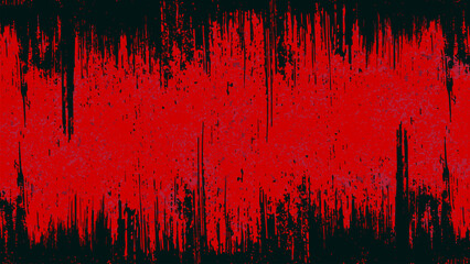 Red background with black brush strokes on both top and bottom.
