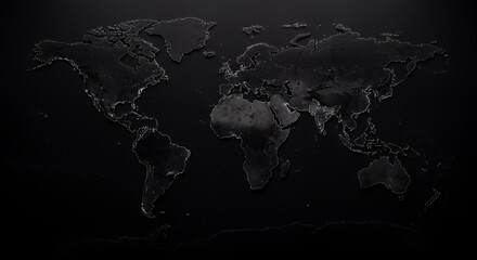 Dark World Map: A Monochromatic Visualization of Earth