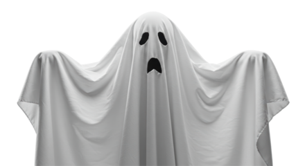 Isolated White Sheet Ghost with Apparition Like Appearance