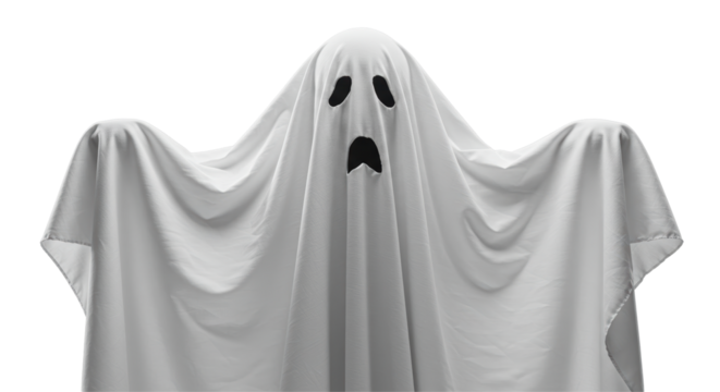 Isolated White Sheet Ghost with Apparition Like Appearance
