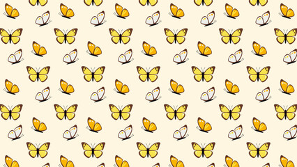 Seamless Butterflies Pattern – Cute Yellow Butterfly Background