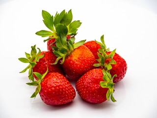 Fresh strawberries on white background.