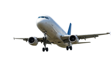 Isolated Commercial Airplane Taking Off Against White Background