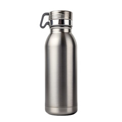 Metal water bottle isolated against black background