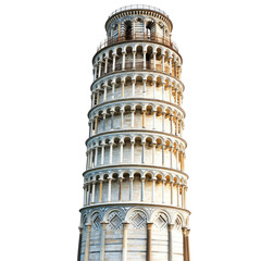 Leaning tower of Pisa against a colorful sky captured in a clear moment cutout PNG