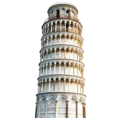 Foto auf Acrylglas Der schiefe Turm Leaning tower of Pisa against a colorful sky captured in a clear moment cutout PNG  © Saim Art