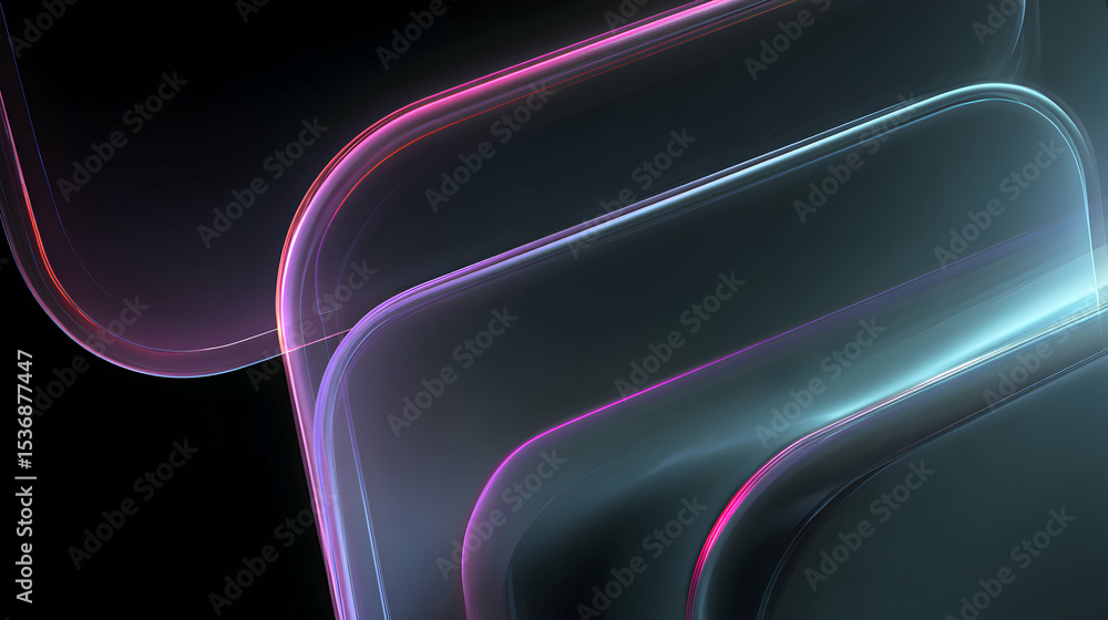 Poster abstract light forms with neon colors create a futuristic and digital background with a modern touch
