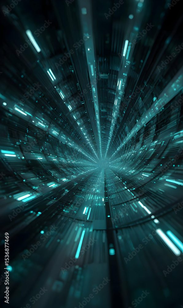 Poster abstract tunnel with glowing neon lights creating a futuristic and immersive visual experience perfe