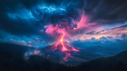 Rare volcanic lightning storm illuminates Mount Etna during explosive eruption at dusk