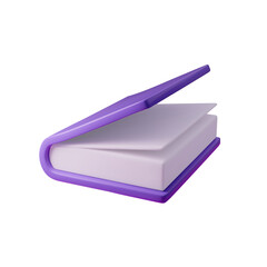 3d Purple book vector illustration, capturing knowledge and education. Perfect for e-learning, publishing, and academic themes. Colorful, modern design ideal for digital projects and print.
