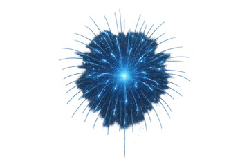 Blue fireworks bursting against transparent backdrop, highlighting celebratory festive moment