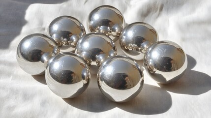 Shiny Silver Metal Balls Abstract Group Arrangement