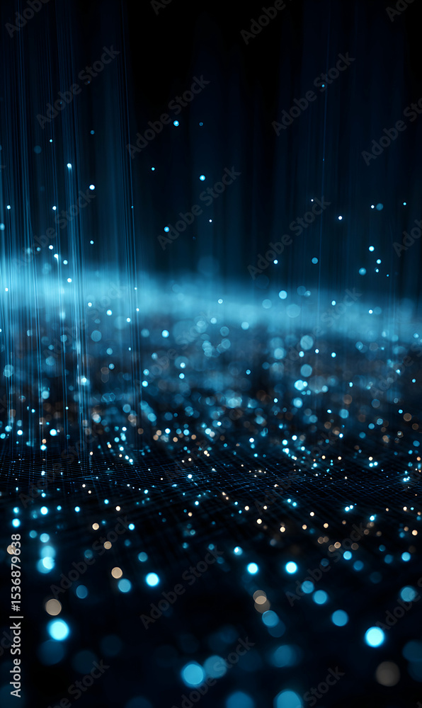 Poster abstract luminous particles create a bokeh effect with soft light illuminating the dark background r